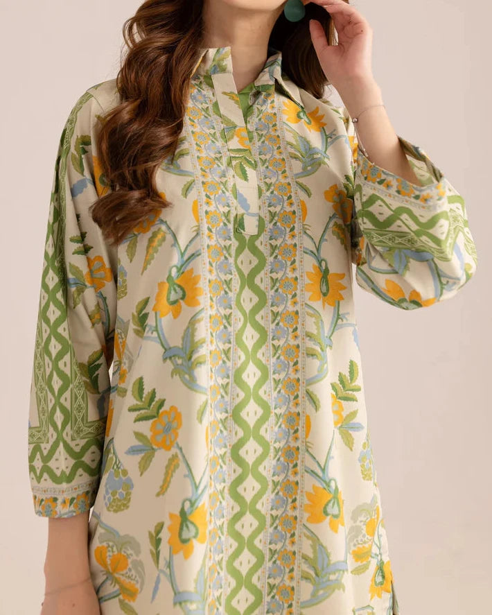 Graceful Green Floral Printed 2-Piece Suit | Ws16